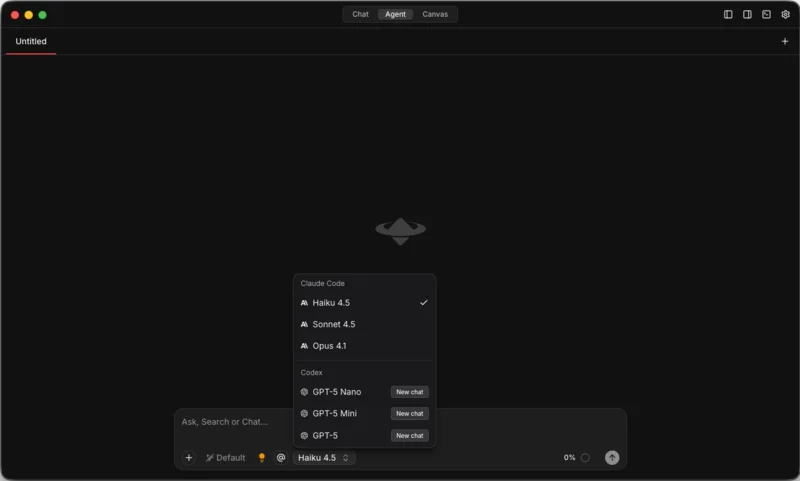 Orbit Model Selection - Use your Claude or Codex subscriptions